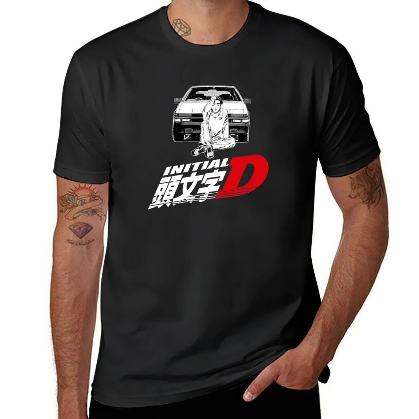 Initial D Takumi AE86 (white font) T-Shirt Blouse vintage clothes vintage plain t shirts men