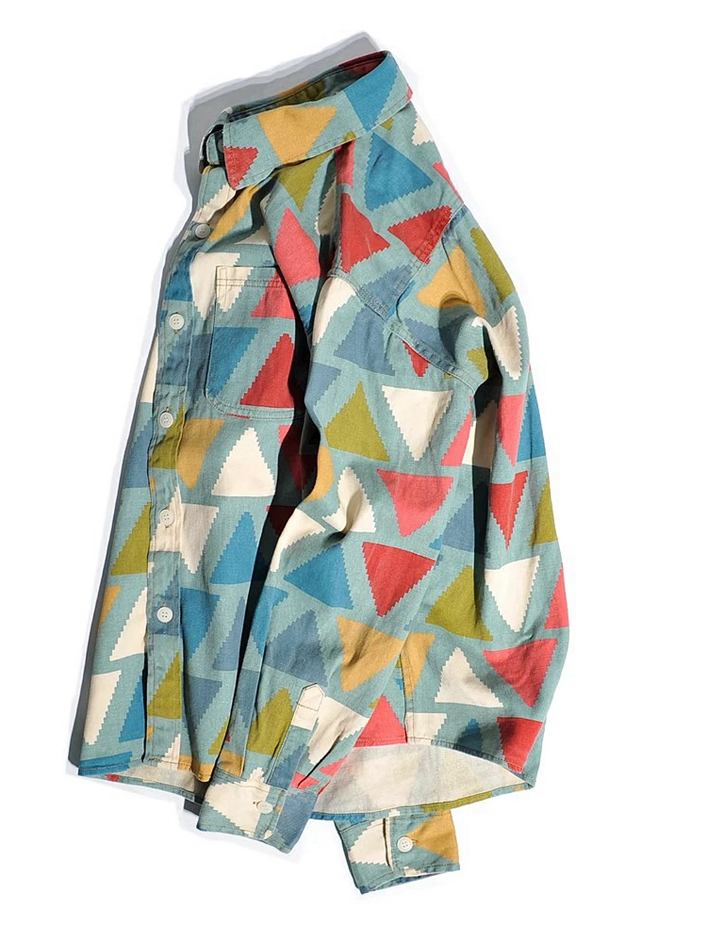 

Рубашка в стиле ретро-барокко с геометрическим принтом, свободного кроя, из чистого хлопка, в японском стиле, модная, для весеннего молодежного образа