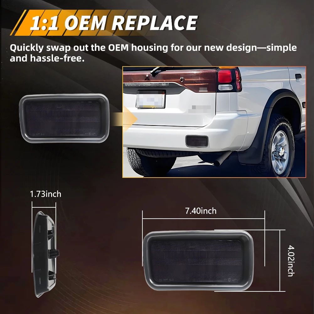 2Pcs For 1999 2000 2001 2002 2003 2004 Mitsubishi Montero Sport Rear Brake Light Tail Light Reflector Turn Signal Light Cover view 3