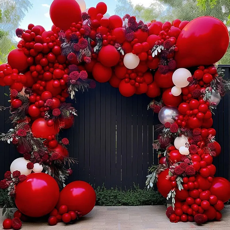 

Красные воздушные шары разных размеров, арочный комплект, латексные шары для дня рождения, выпускного, детского душа, свадебное украшение из воздушных шаров