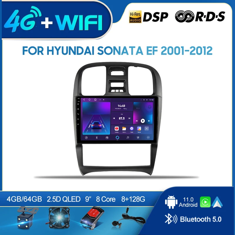 

Автомагнитола QSZN для Hyundai Sonata EF 2001-2012, 2 din, Android 12,0, мультимедийный видеоплеер, GPS-навигация, 4G, Carplay, головное устройство
