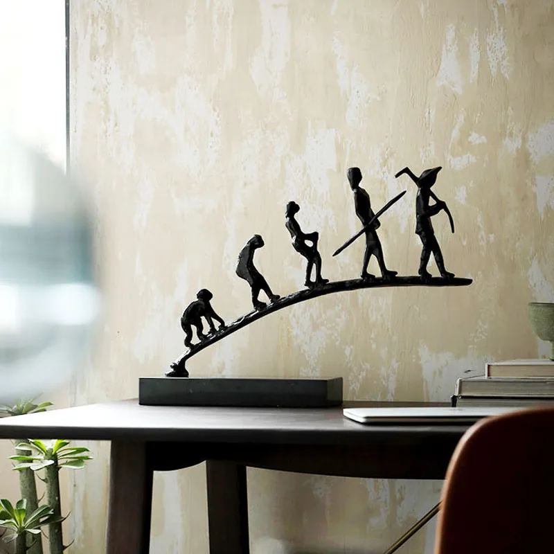 Modern Human Evolution Display Sculpture Art Metal Crafts Statues For Living Rooms Home Hotel Office Furnishings Decor Ornaments