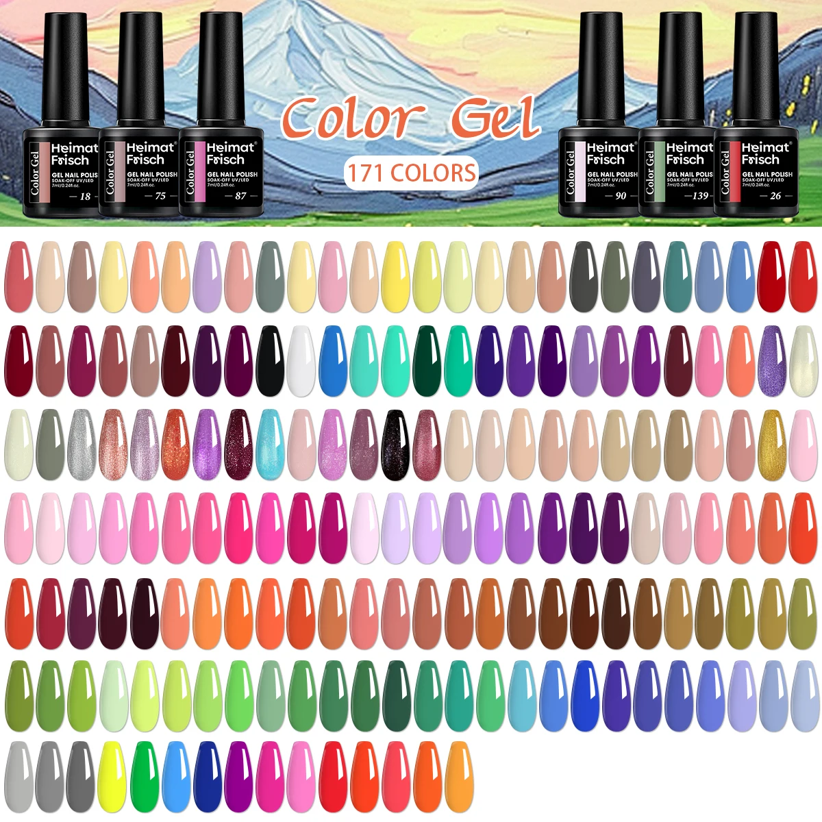 6 esmaltes de uñas, 0,24 oz/botella, aptos para todas las estaciones, semipermanentes y fáciles de aplicar, esmaltes de colores.