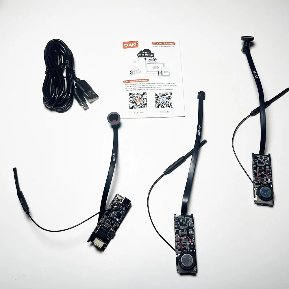 Tuya Mini wifi Pcb Camera Wide angle 2.1mm 3MP Indoor Onvif Built-in Audio TF Card Slot IPC  Smart Security TUYA APP Cam