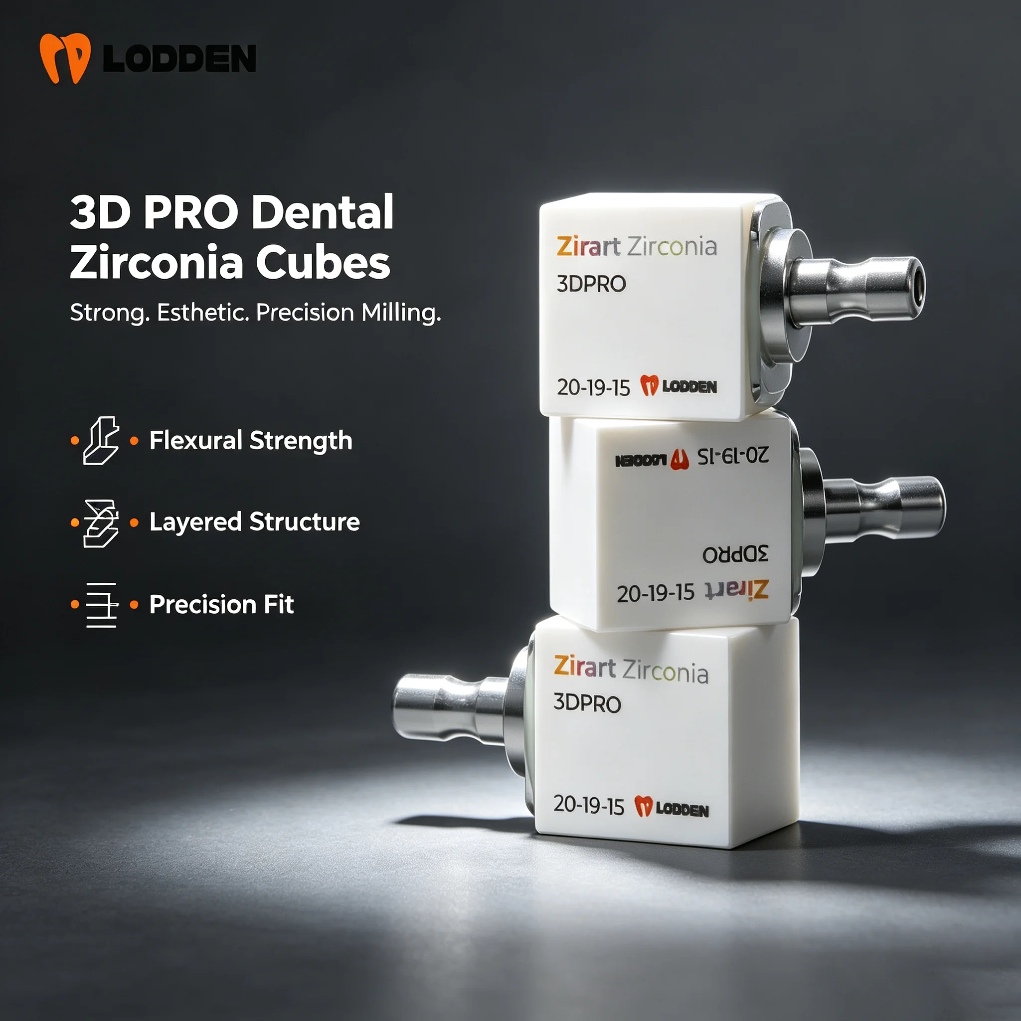 3D PRO Dental Zirconia Block Cubes for Sirona System Multilayer for Dental Lab CAD CAM A1 A2 A3 A3.5 20*19*15 Dental Material