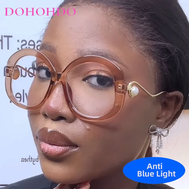 

Retro Luxury Design Oversized Round Metal Legs Unisex Blue Light Glasses For Women Computer Optical Glasses For Gaming Lentes