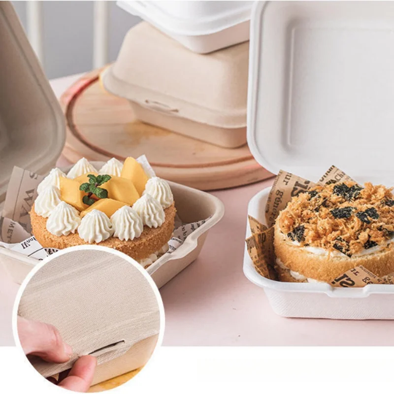 Imagem -05 - Caixas Descartáveis de Bolo Bento Caixa de Sobremesa Hamburger Box Food Box For Piquenique Camping Bbq Party Supplies Acessórios de Mesa 50 Pcs