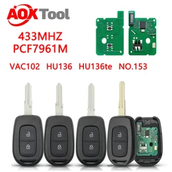 AOKTOOL-llave remota de 2 botones, mando a distancia de 434MHZ con Chip 4A PCF7961M para Renault, Sandero, Dacia, Logan, Renault