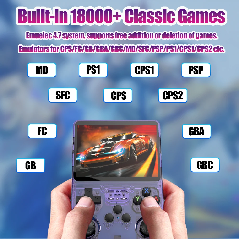 Ретро игровая консоль R36S с 18000+эмуляторами в стиле ретро для GB/GBA/GBC/MD/SFC/PSP/PS1/CPS1/CPS2 3,5-дюймовый IPS-экран EmuELEC 4.7