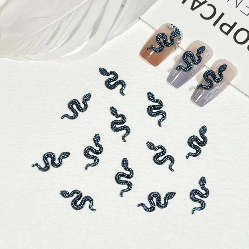 50 Pcs 3D Nail Art Decoration Mini Flatback Snake Nail Art Accessories Simulation Punk Goth Style Snake Nail Stickers Women