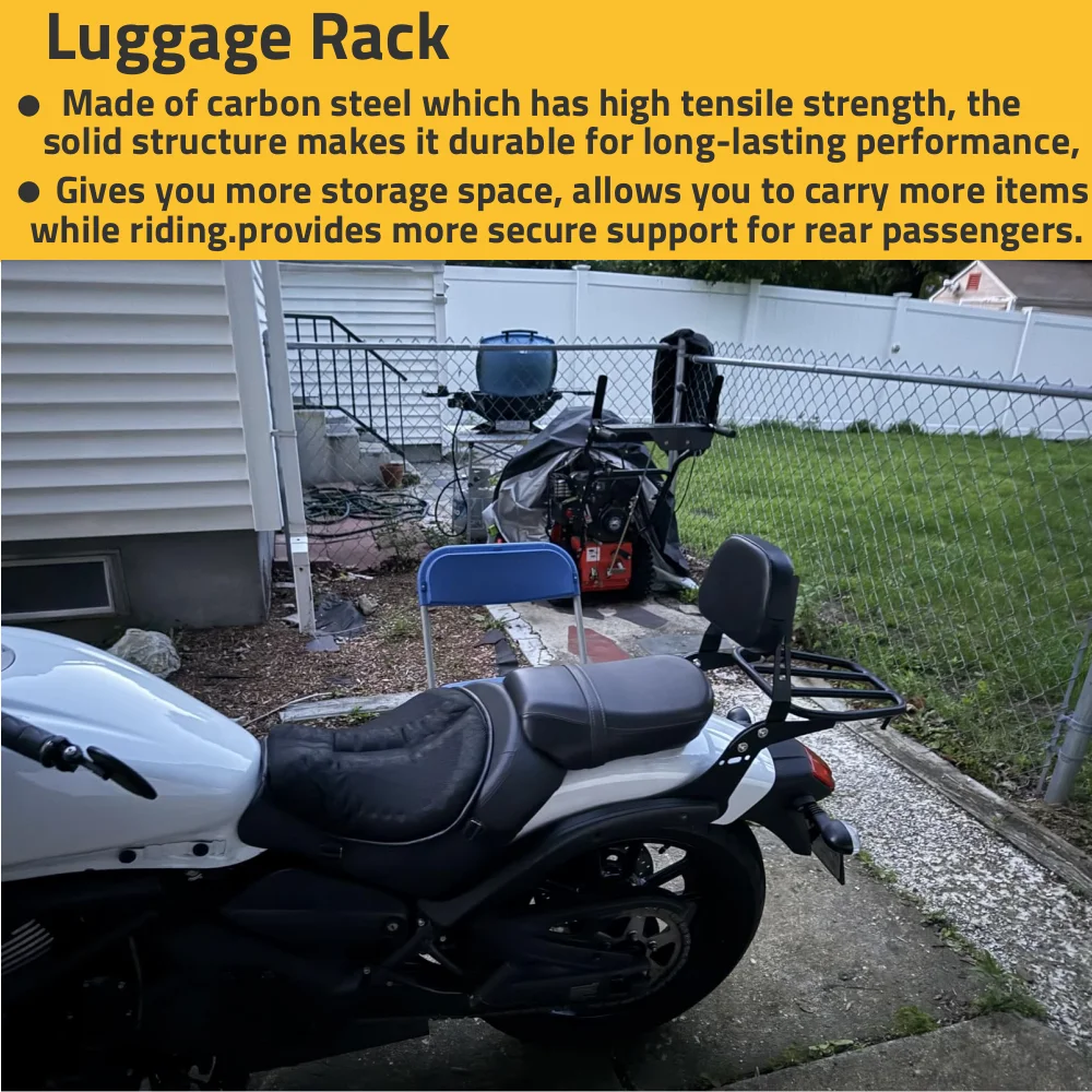 VN650 Detachable Passenger Backrest Sissy Bar Rear Luggage Rack For Kawasaki Vulcan 650 S EN650 2015-2025 Motorcycle Accessories