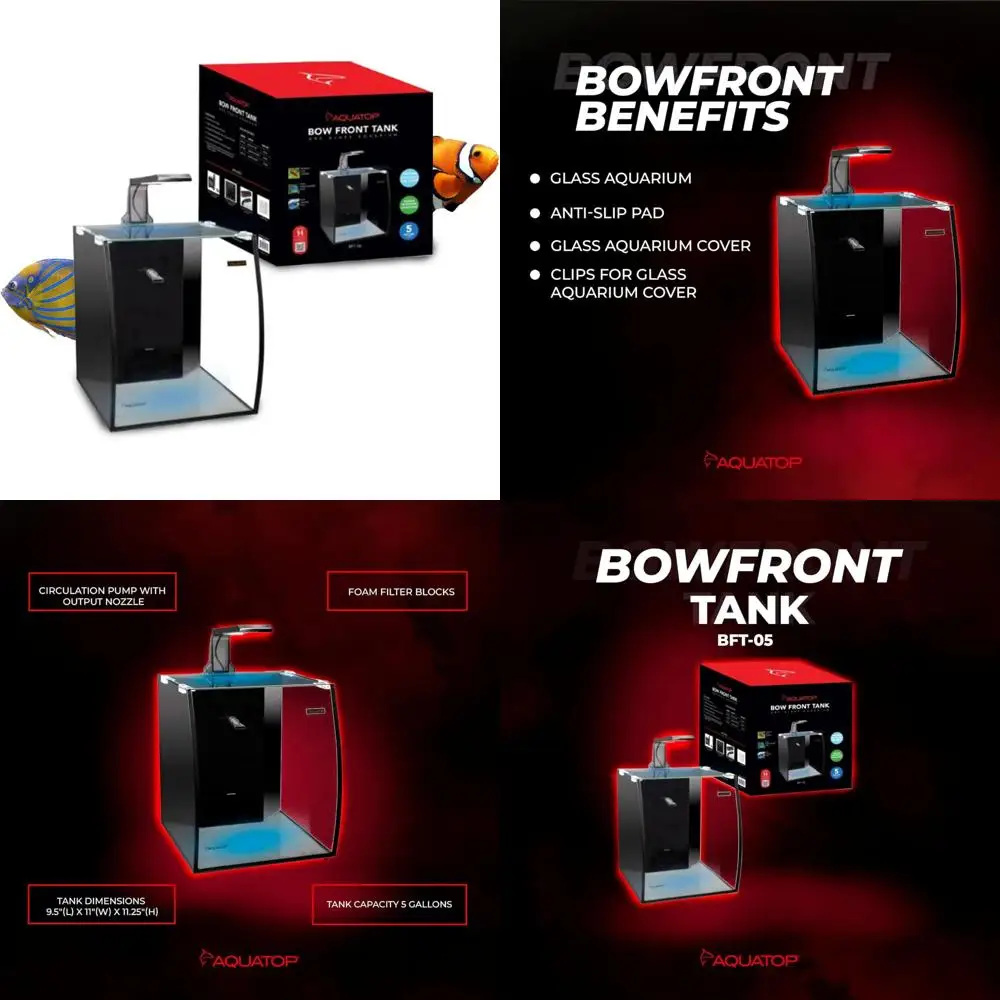 

5 Gallon Vertical Bowfront Aquarium with Integrated Filter and LED Lighting for Freshwater