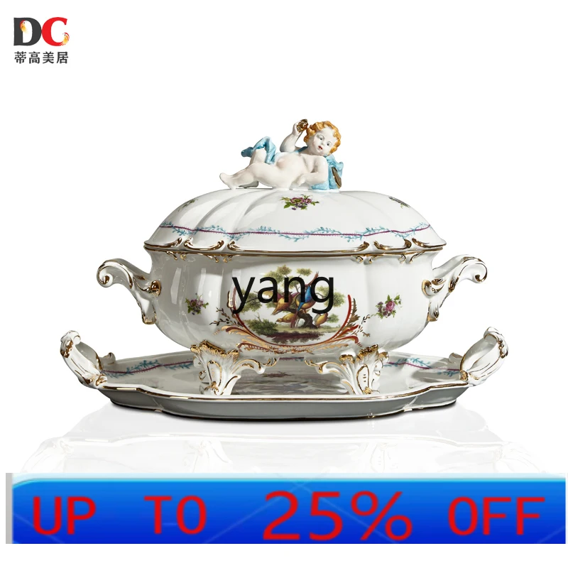 

lmm White Angel Box Cover Tray Ceramic Copper Storage Tank Home Decoration