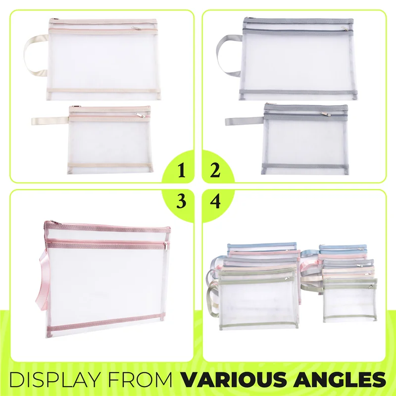 AP-10 Pack Colored Double-Layer Mesh Zipper Pouch Bags, Building Block Sets Toy Storage & Organization 5Pcs A4+5Pcs A5 Easy To U