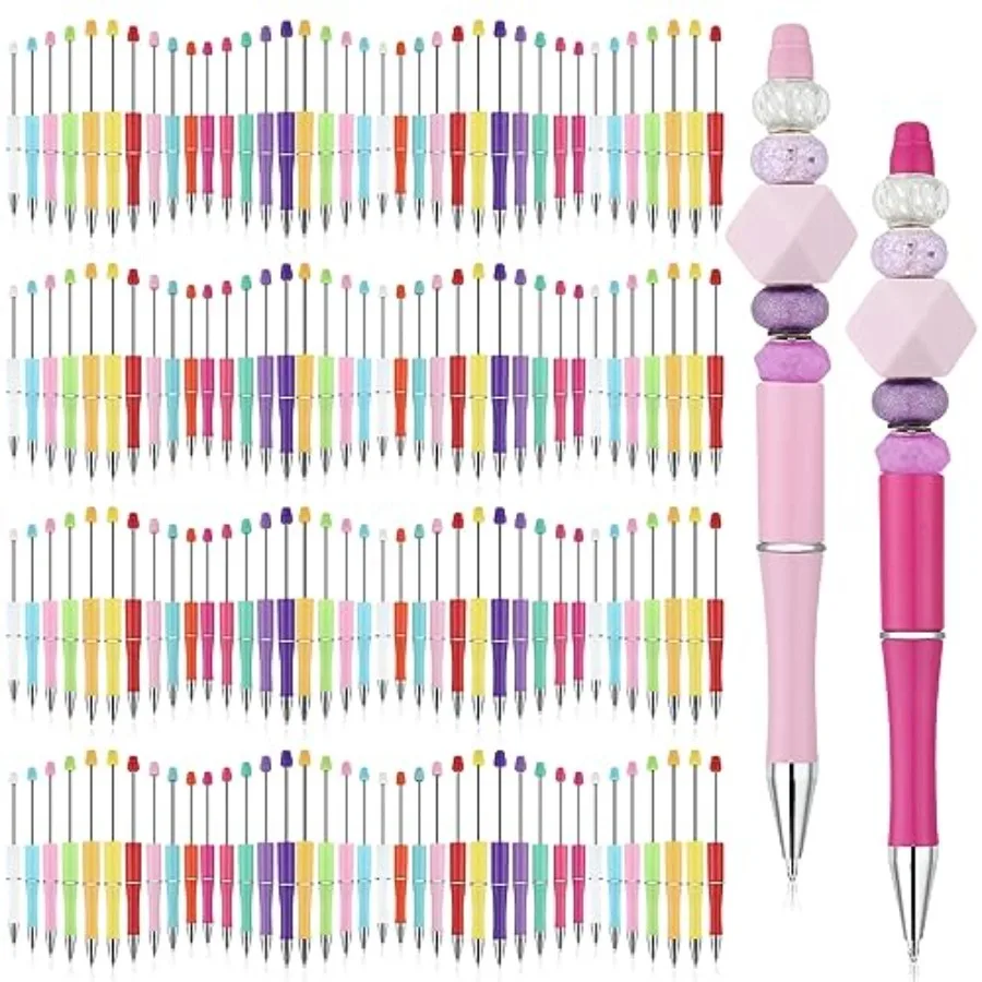 

150 Pieces Plastic Beadable Pen Bulk Ink Assorted Bead Ballpoint Pen Beaded Gift for Presents Office School Supplies DIY Making