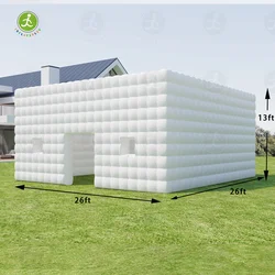 Outdoor White LED Lighted Inflatable Tent With Doors For Wedding Party Giant Cube Tent Inflatable Nightclub Tent With Blower