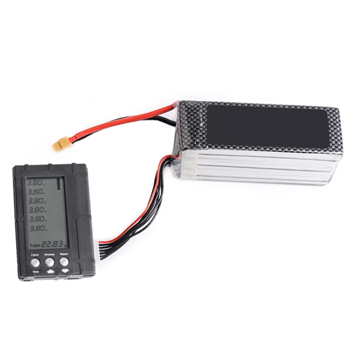 แบตเตอรี่3-in-1มิเตอร์วัดกระแสไฟเครื่องชาร์จแบตเตอรี่ RC LCD discharger สมดุลสำหรับมิเตอร์วัดกระแสไฟแบตเตอรี่ Li-Fe 2-6S