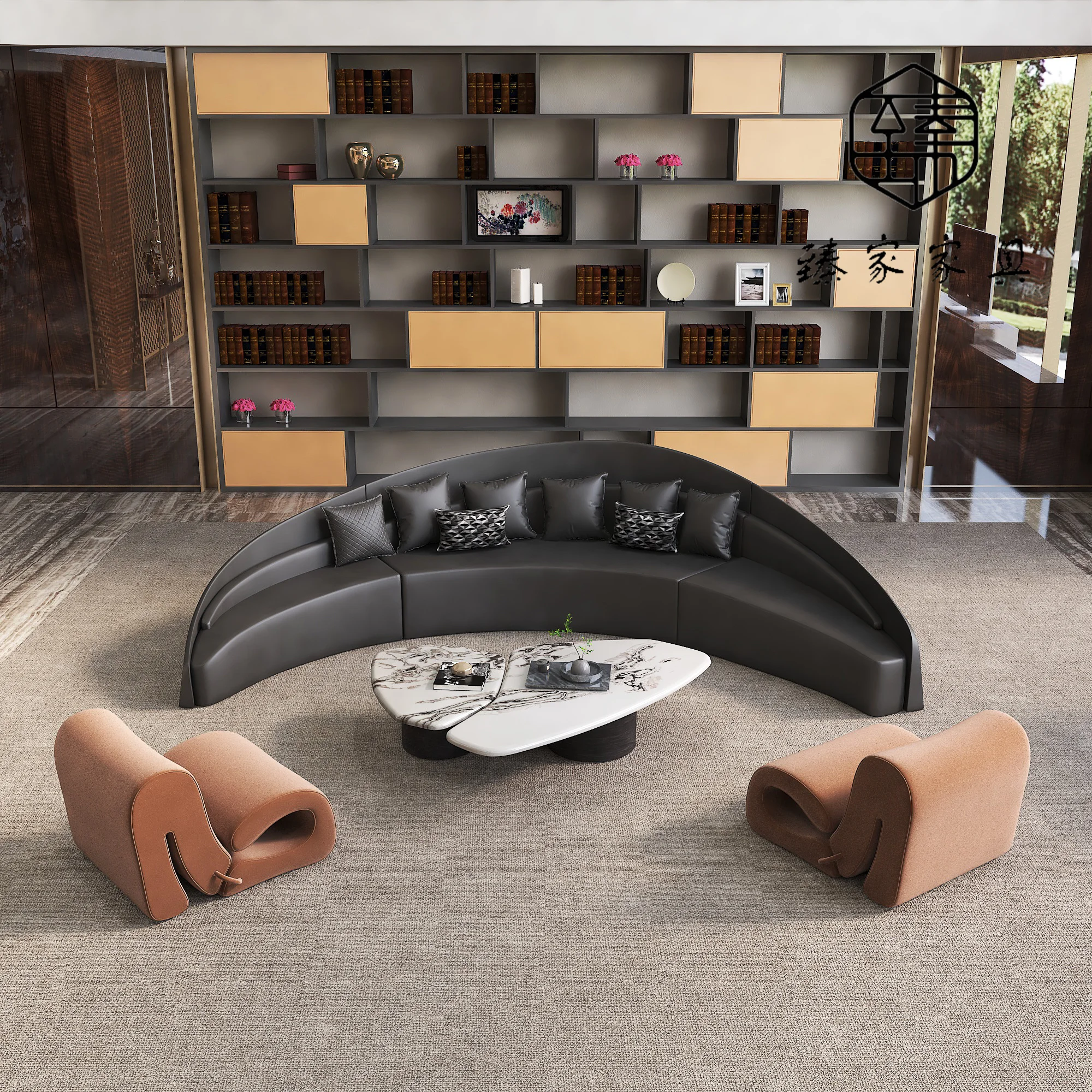 Wabi-sabi Style Hotel Homestay Lobby Reception Sofa Beauty Salon Club Rest Negotiation Curved Sofa Office Customized Furniture