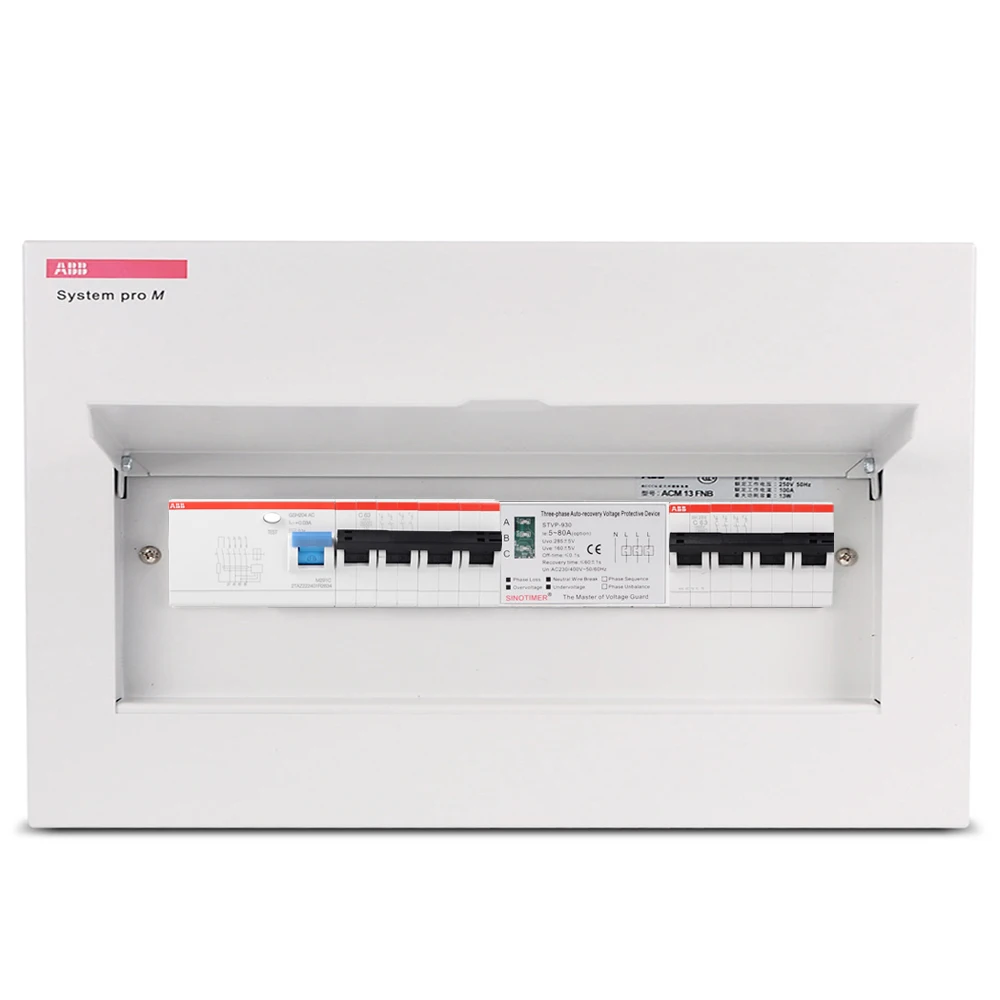 Din Rail Adjustable AC 380V 3 Phase Over and Under Voltage Protector Relays Voltmeter Monitors Phase Sequence Failure Protection