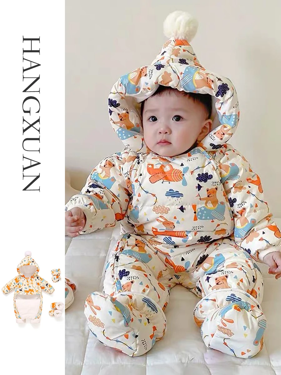 Baby down Suit Onesie Winter Newborn Toddler Clothes Outfit Boys Girls Baby Clothes Thiened White Du down Filled Coat