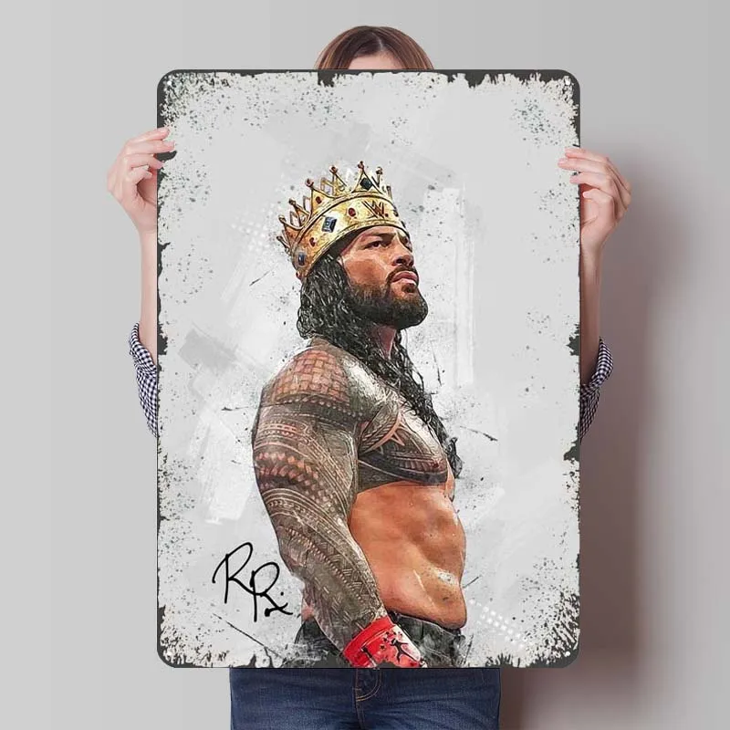 Roman Reigns Metal Poster Custom Sport Tinplate Sign Vintage Decor Metal Signs for Wall Art Decoration Corner Coffee Retro Room