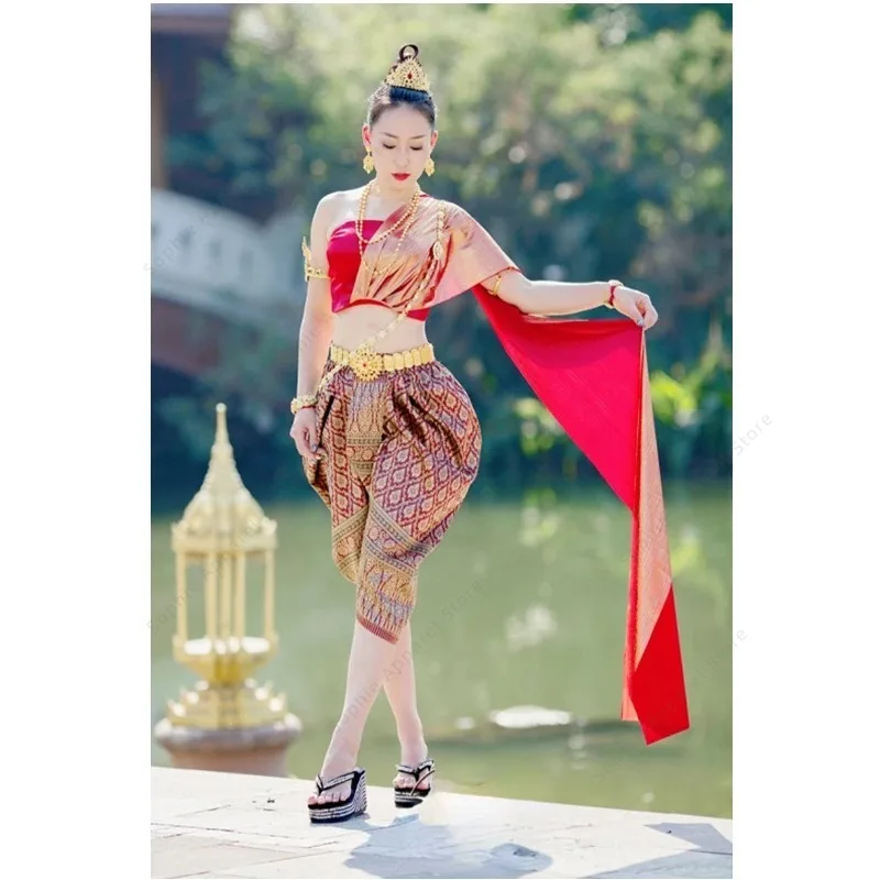 Spring Summer Thailand Traditional Clothing for Women Tops Pants Chinese Folk Style Thai Dai Vintage Clothes Shan Assam Costume