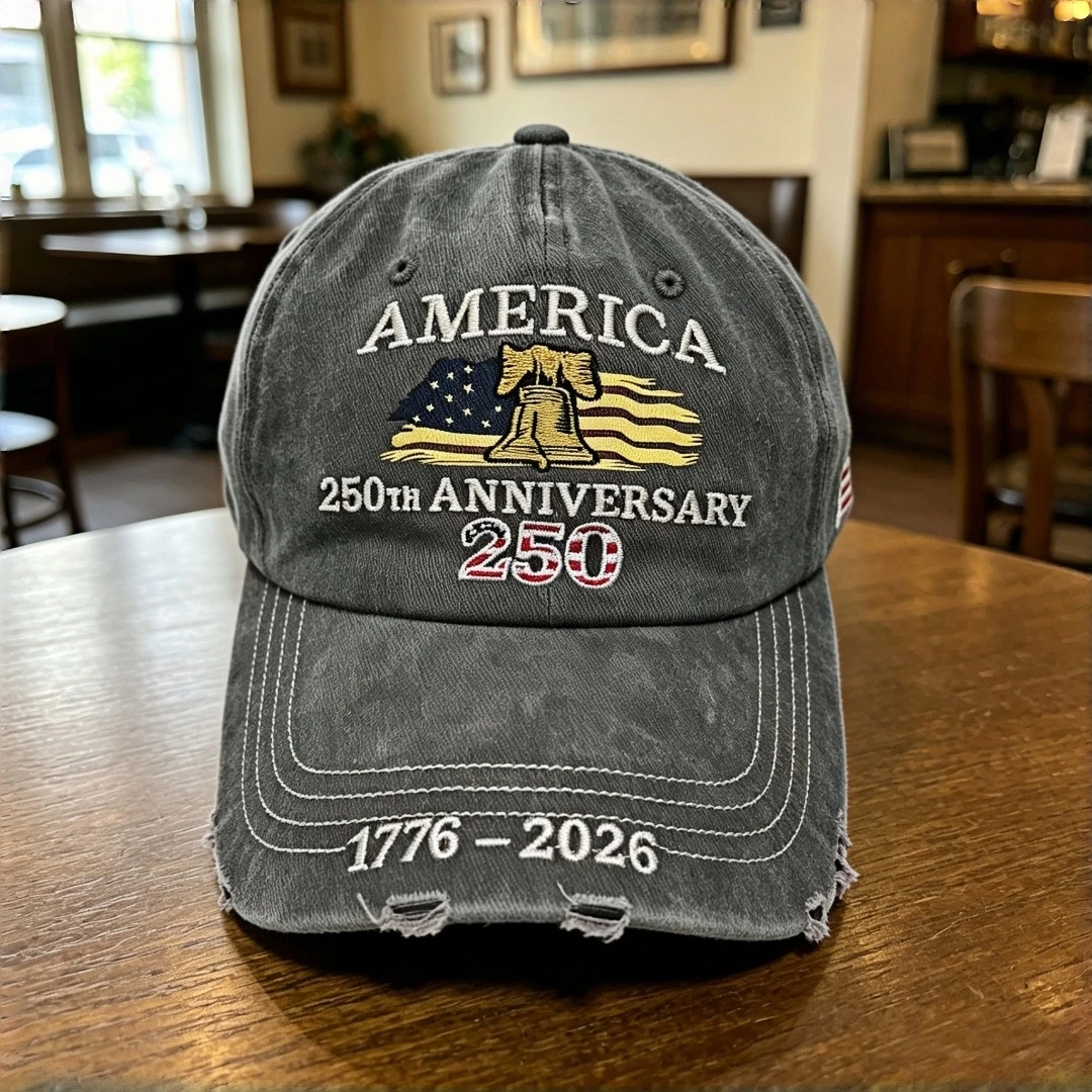 Vintage Distressed Cap America 250th Anniv Liberty Bell US Flag Embroidery Adjustable Baseball Dad Hat Men Women Outdoor Sun Hat