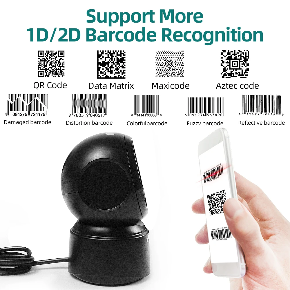 Imagem -04 - Barcode Scanner Omnidirecional de Alta Velocidade Plataforma de Imagem Desktop 1d 2d qr Code Reader Usb Nt4030