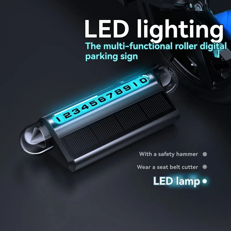 【ADEITO PARA CART】 Sinal de estacionamento com carregamento solar, luz LED e ajuste de rolo