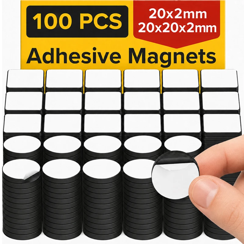 Sticky Flexible Adhesive Magnets 20x2mm Round Magnets with Adhesive Backing Flexible Magnetic Dots for Office School Supplies