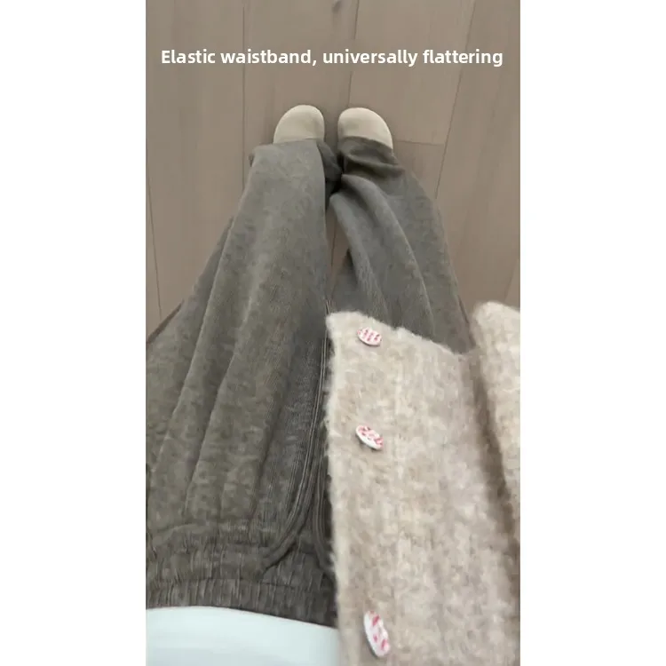 الخريف Aosphere سراويل تقليدية المرأة ربيع الخريف 2024 جديد محبوك ثنيات الأرز الدبق مستقيم الساق السراويل التخسيس فيرسا...