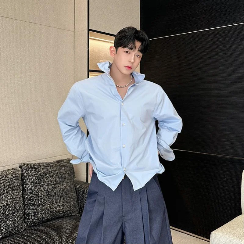 

Мужская приталенная хлопковая рубашка из чистого хлопка с универсальным дизайном и эффектом приглаживания, для молодежи, на все сезоны