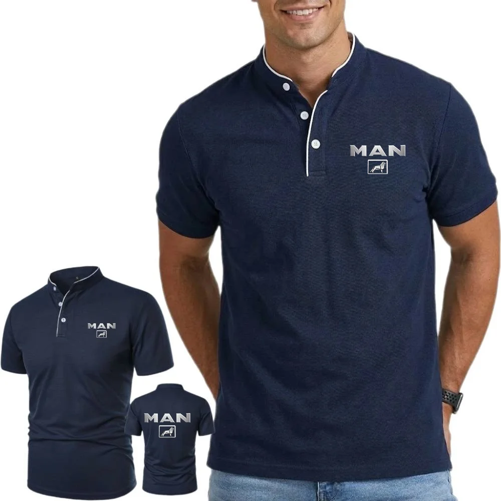 Summer Simple Truck Man MEN Shirt Sports T-Shirt Fashion Men's Short Sleeve Henley Shirts Cool Breathable Tees Polos