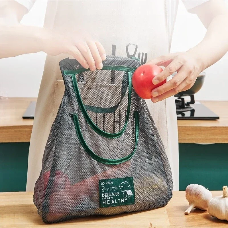 

Новые многоразовые сумки для хранения, кухонная подвесная сетчатая сумка, домашняя сетчатая сумка для хранения фруктов и овощей для имбиря, чеснока, картофеля, лука