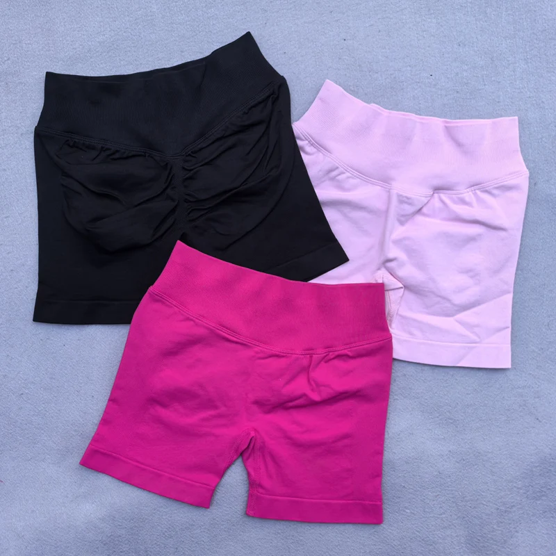 Gym Shorts Frauen Fitness Sport Biker Shorts 4,5" Low Ribbed Band Yoga Shorts Workout Scrunch Butt Nahtlose Leggings – Detail 10