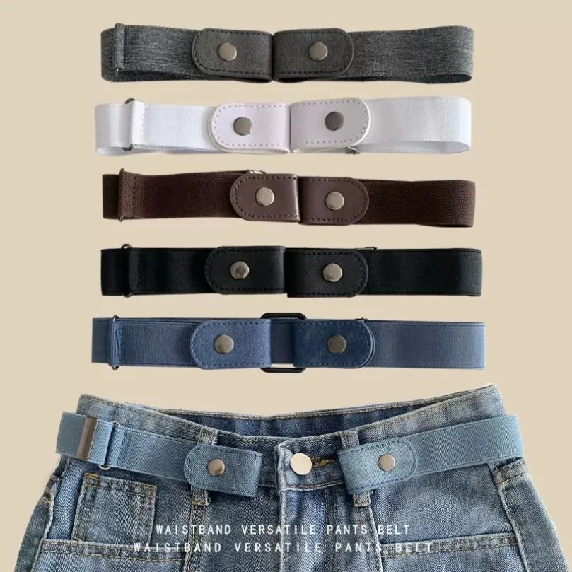 Waistband Invisible Waist Belt Men Women Hardware Jeans No Buckle Free Elastic Belt Adjustable Decorative Accessories