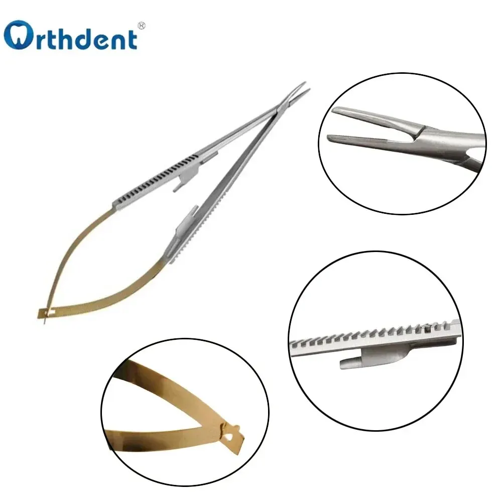 1Pc Dental Orthodontic Implant Castroviejo Needle Holders14/16cm Straight/Curved Head Dentistry Tool Surgical Pliers Forcep