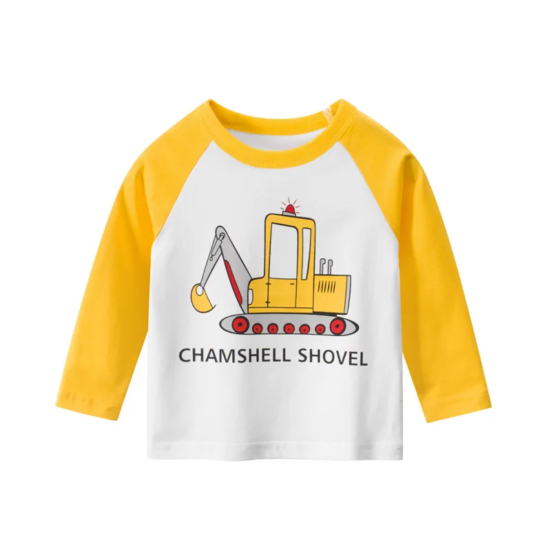 2-8T Toddler Kid Baby Boys Clothes Long Sleeve Cotton T Shirt For Boys Car Print Infant Tshirt Loose Top Children Tee Outfits