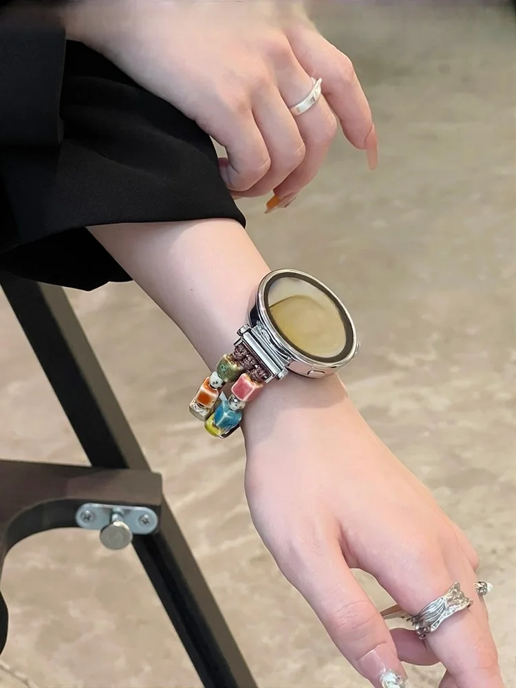 

Ceramic bead leather suitable for Huawei GT5/GT5 Pro/GT4/GT2/3/4 22mm/20mm/18mm fashionable watch straps