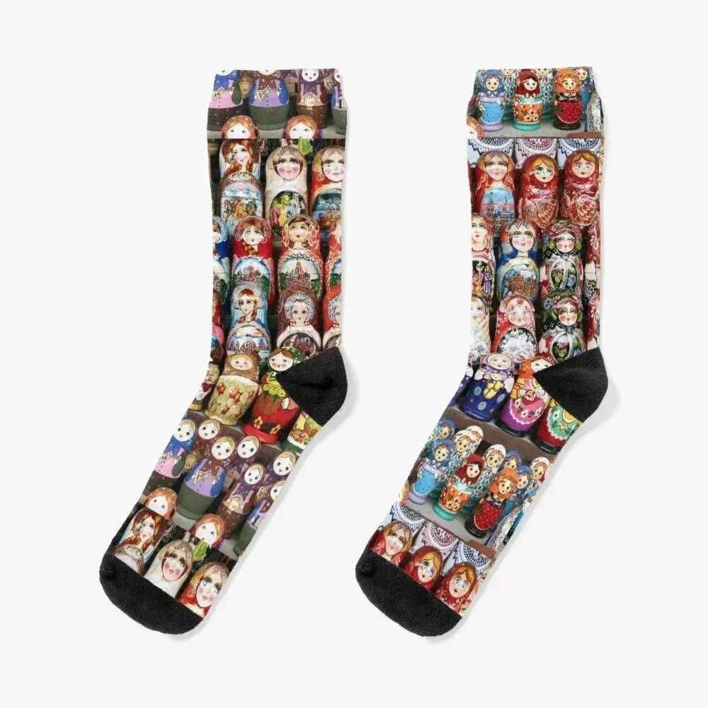 

painted doll shop babushka matrushka digital Russian nesting doll print mysticladyart Socks cute golf Socks Men Women's