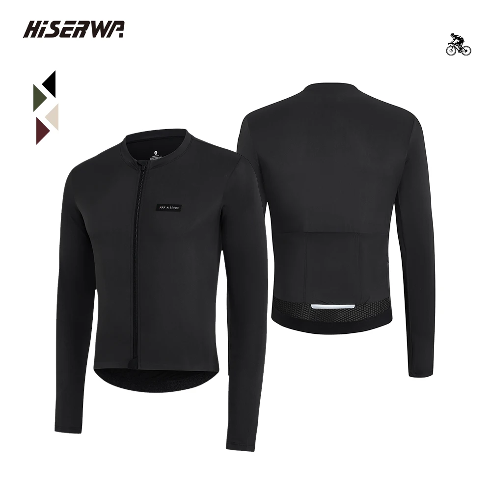 

HISERWA Cycling Jersey Top Quality MTB Clothing Pro Aero Road Bicycle Shirts Long Sleeves Cycling Jersey With Three Pockets Tops