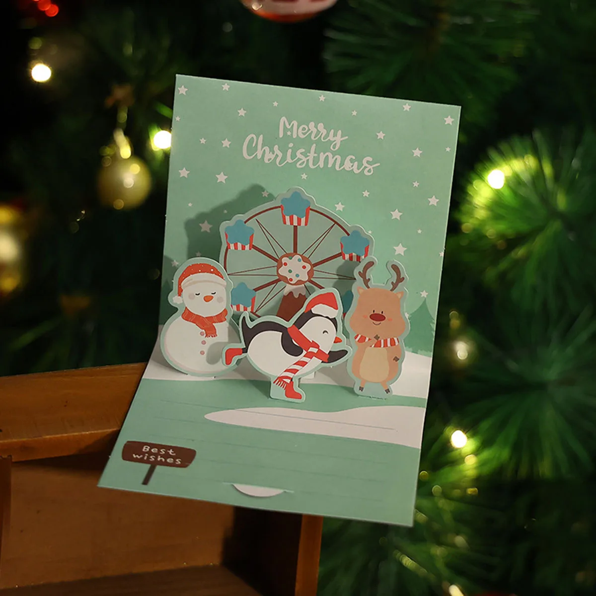 بطاقات معايدة ستريو ثلاثية الأبعاد لعيد الميلاد ، بركات عيد الشكر ، عيد الميلاد المصنوع يدويًا ، بطاقات فارغة مع مظاريف ، عبوة واحدة ، عبوتين ، 4 عبوات #6