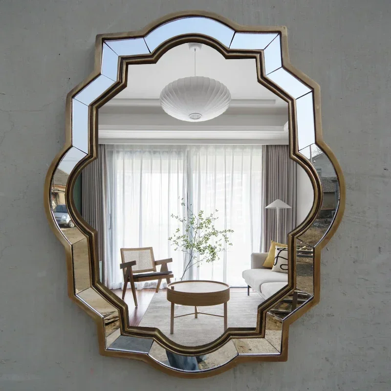 Irregular Bathroom Mirror Vanity Golden Modern Bathroom Mirror Self Adhesive Designed Espejos Con Luces Home Improvement CC50BM