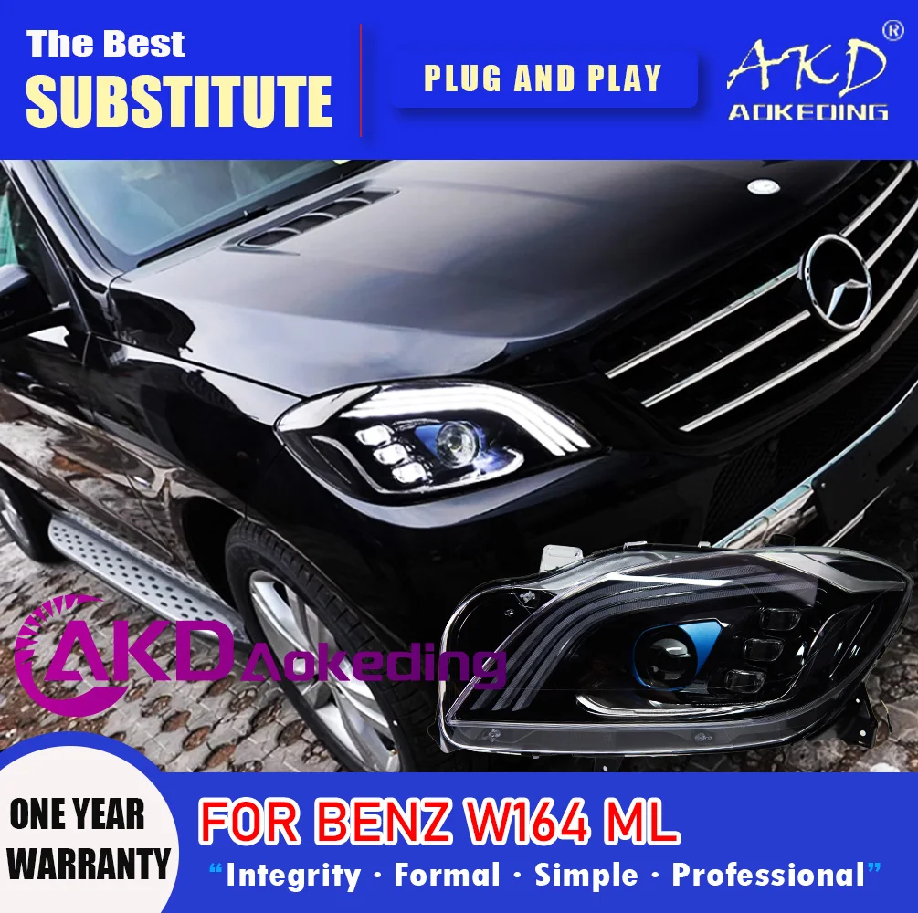 AKD Head Lamp for Benz W164 ML LED Headlight 2012-2015 Headlights ML350 ML500 DRL Turn Signal High Beam Angel Eye Projector Lens