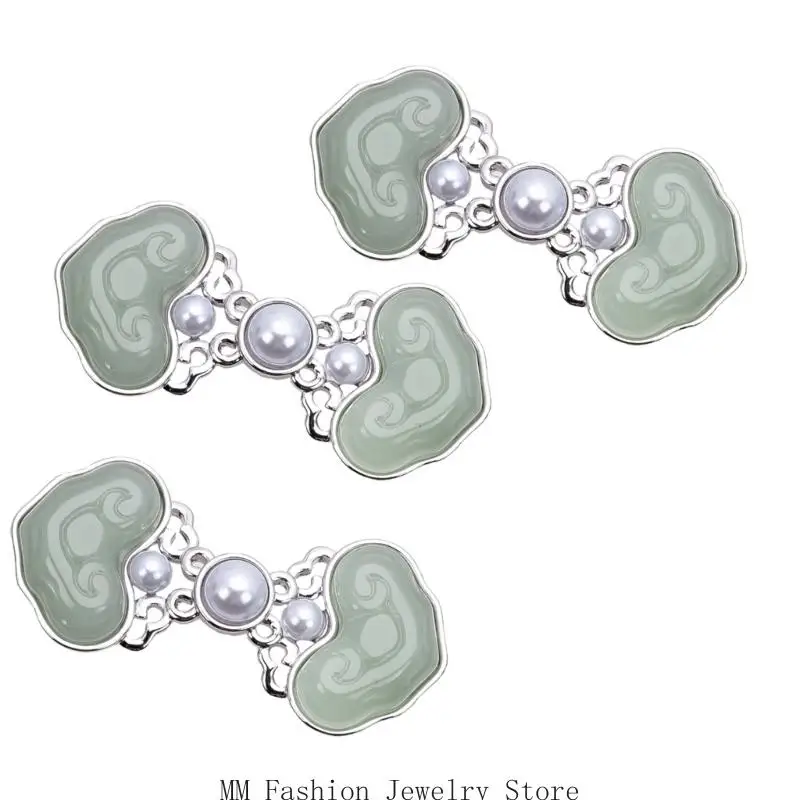 

D0UB Chinese Styles Waist Adjuster Loose Jeans Tightener With Pearls Decors Women Waistband Extender Nonsewing Design 3PCS