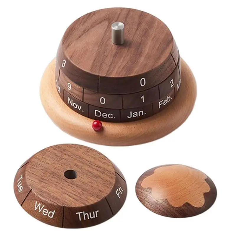 Creative Wooden Desk Calendar Planet Shaped Wood Permanent Calendars Table Decorations Party Supplies Art Crafts For All