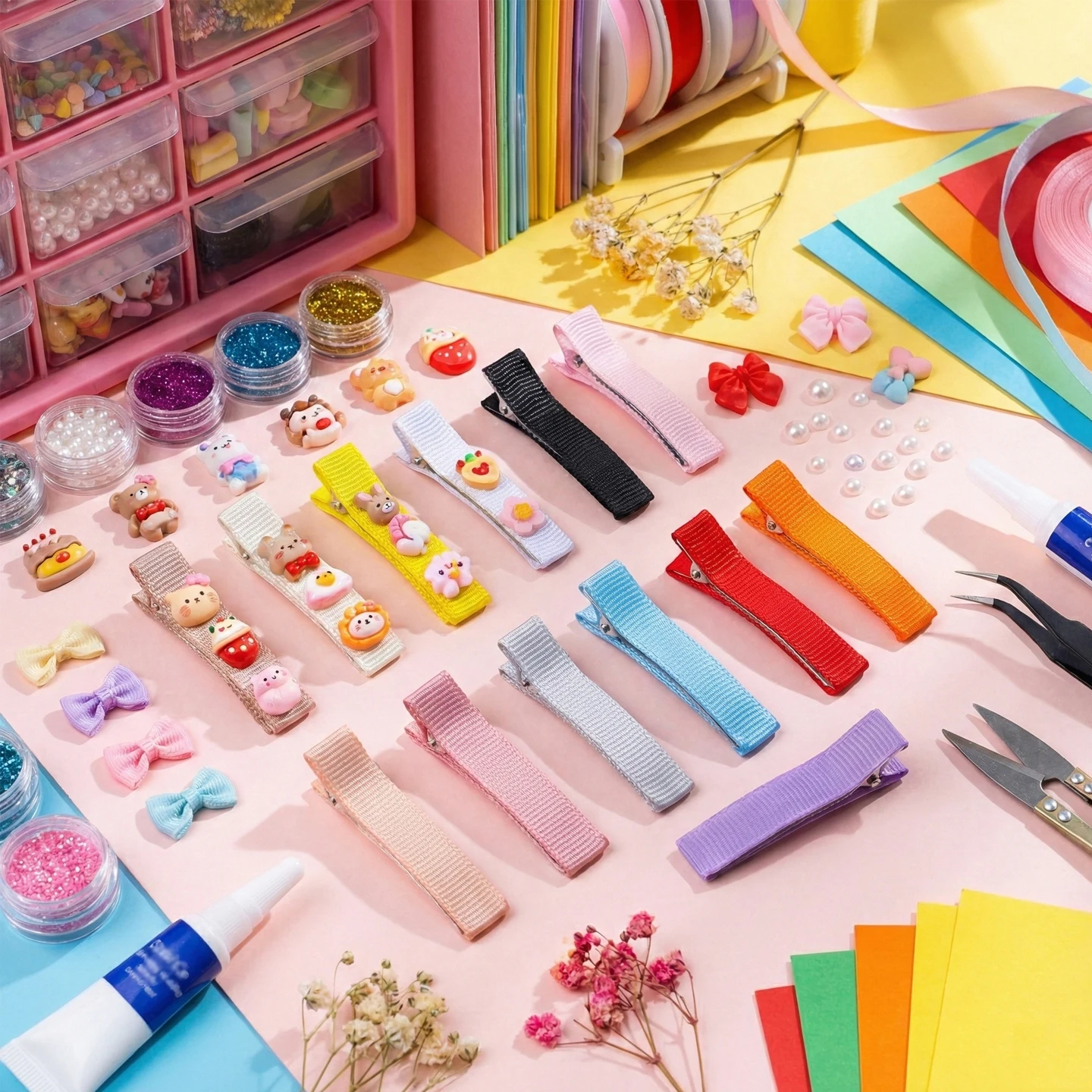 10pcs/Lots Colored Flat Band Hairclip Ribbon Metal Hair Clips for Handmade DIY Hairpin Jewelry Making Accessories image 4