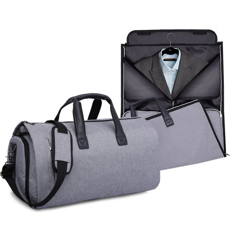 

2 In 1 Garment Travel Bag With Shoes Compartment Convertible Suit Travel Duffel Bag Carry On Bag With Luggage Shoulder Strap