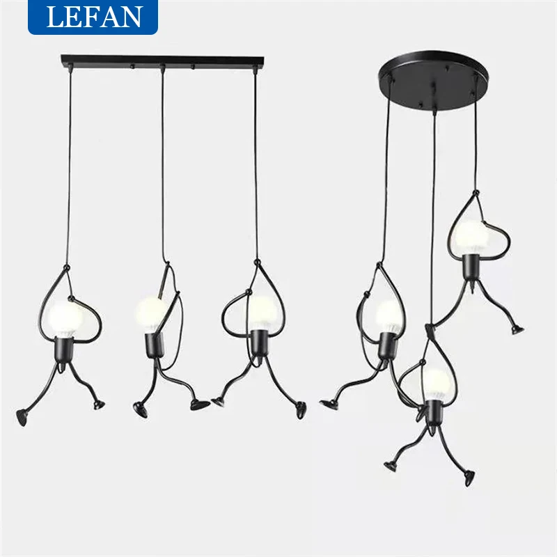 Cartoon Little Man Modern Suspension Chandelier Creative Hanging Lamp For Bedroom Bedside Restaurant Shop Home Decoration Light
