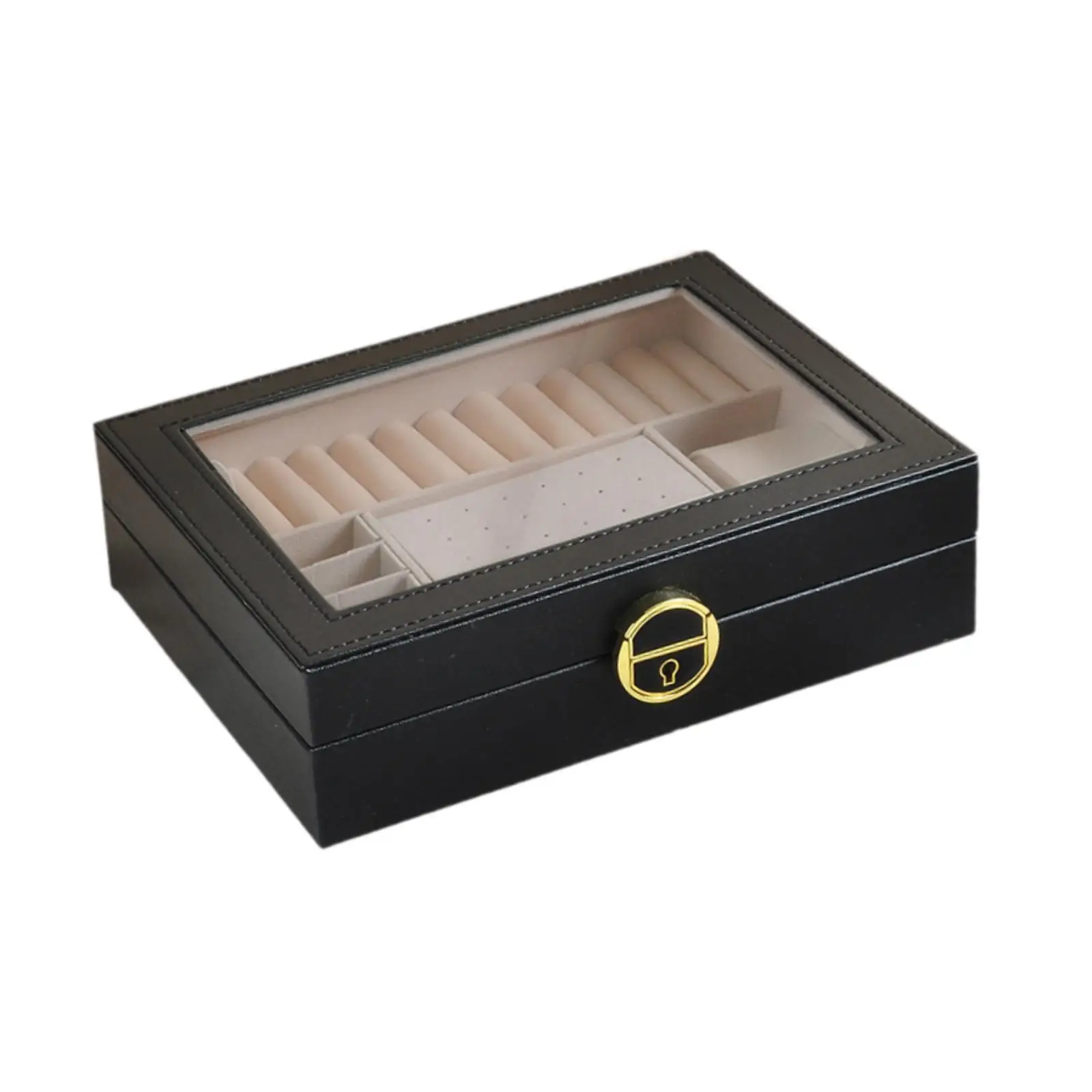 

Jewelry Display Case Ormanizer Layer Space Save The Upper Clear Lid Versatile 23x17x6cm